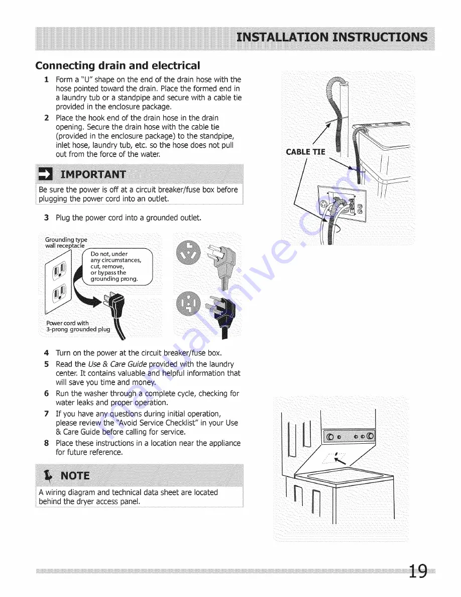 Frigidaire FFLE1011MW0 Installation Manual Download Page 19