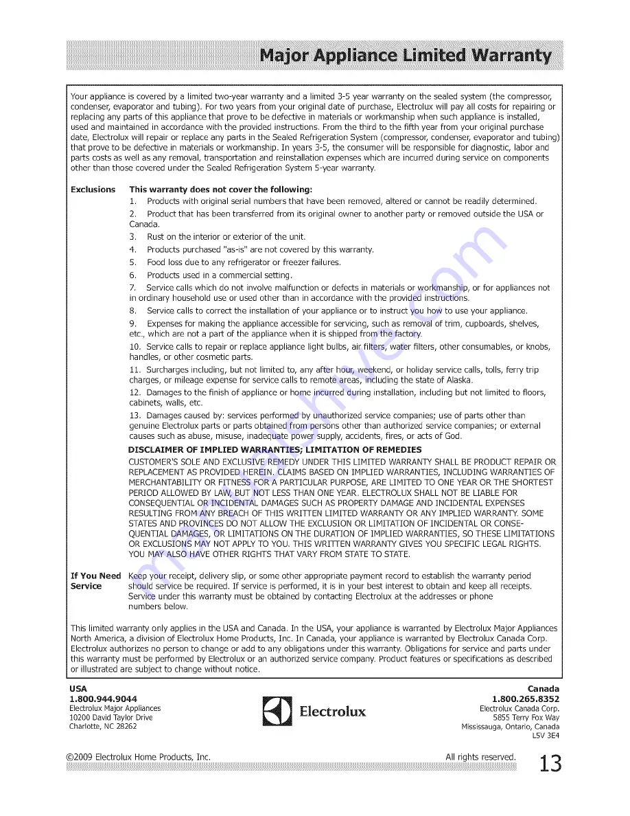 Frigidaire FFRA08C2Q10 Use & Care Manual Download Page 13