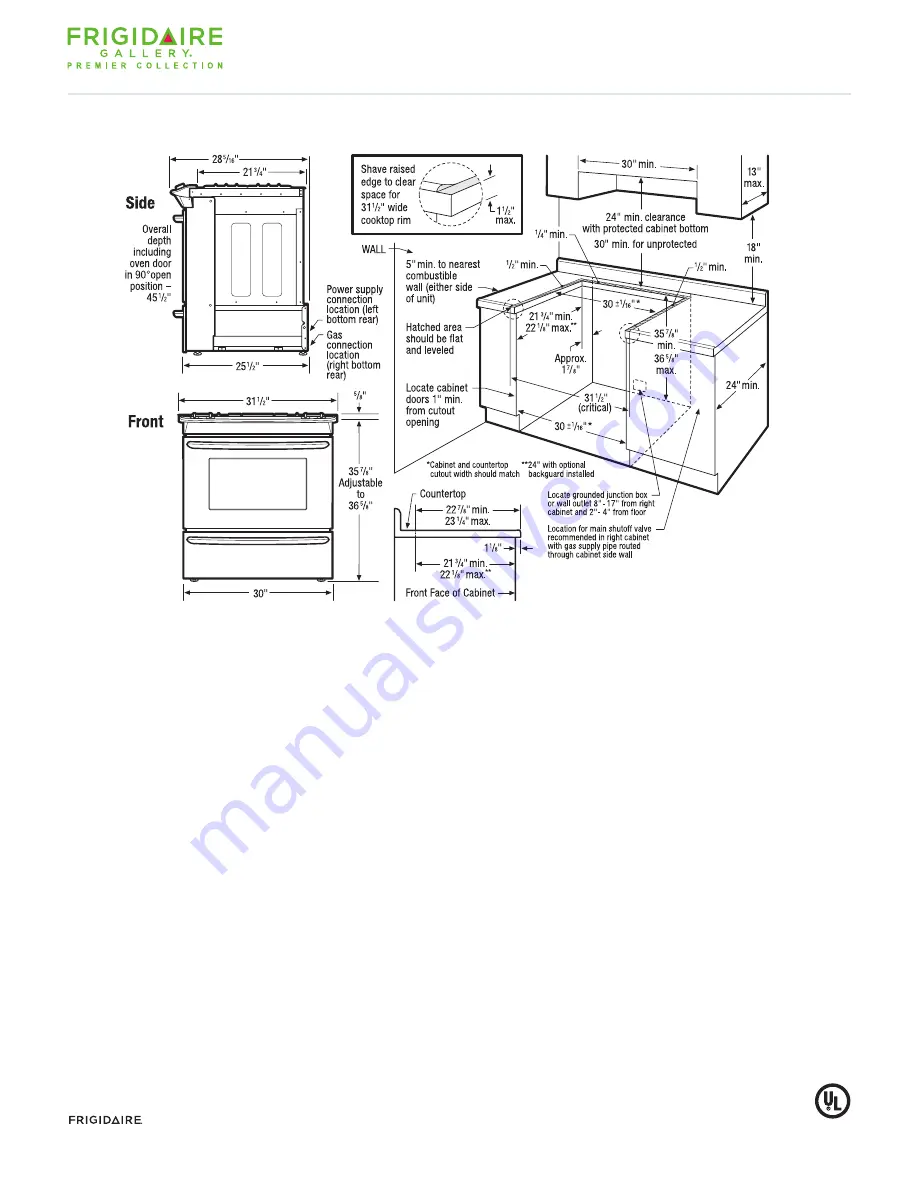 Frigidaire FGDS3075KB Product Specifications Download Page 3