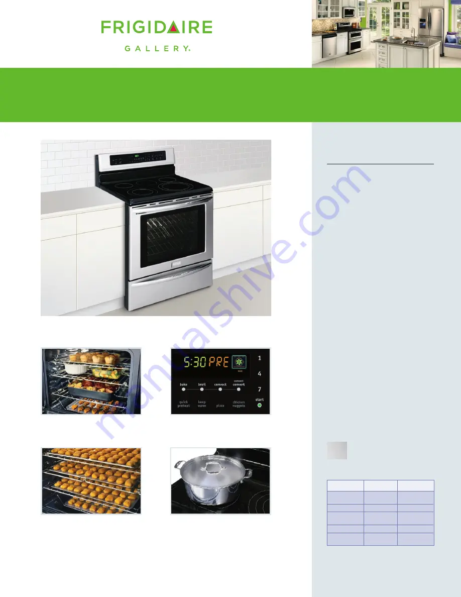 Frigidaire FGEF3056KF - Gallery Series Electric Range Скачать руководство пользователя страница 1