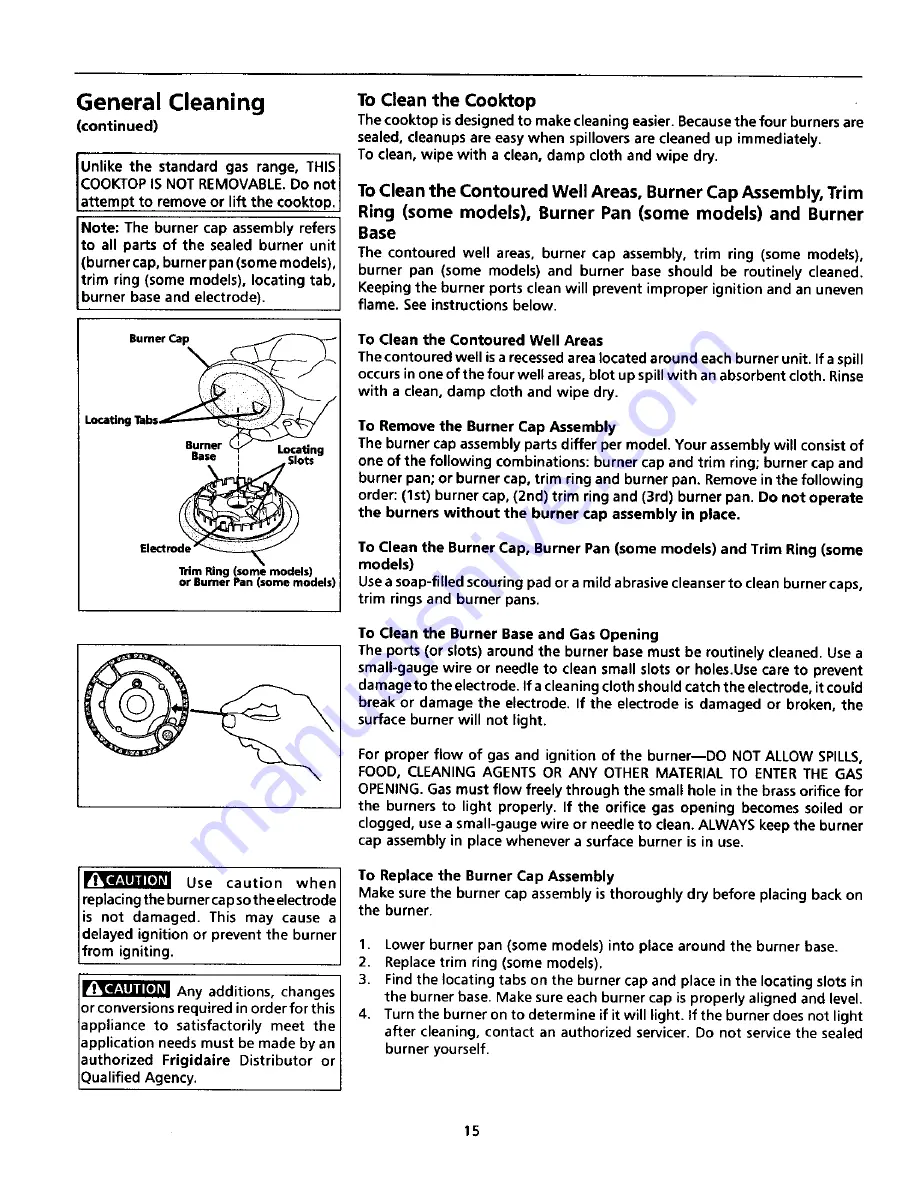 Frigidaire FGF351SGWC Owner'S Manual Download Page 15