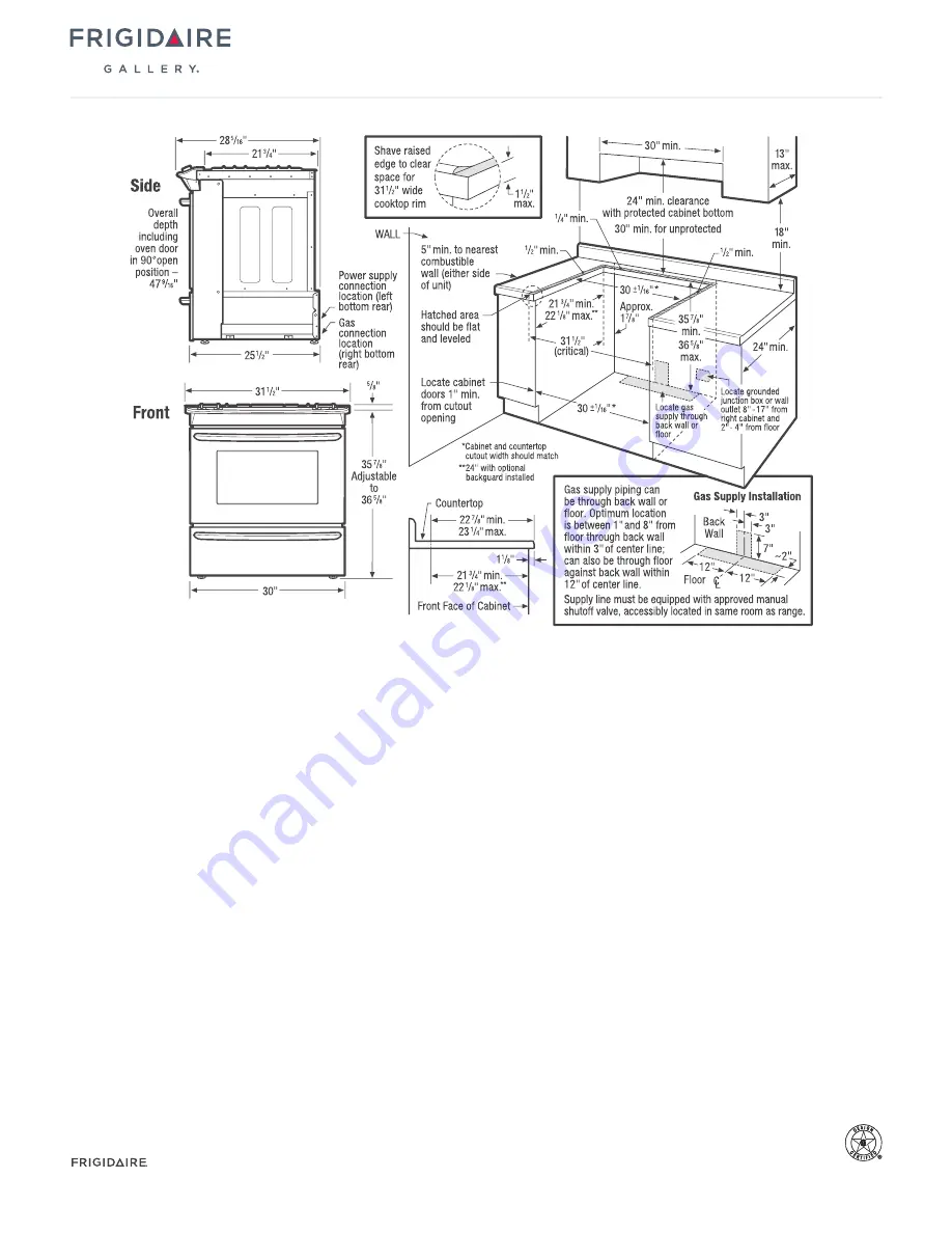 Frigidaire FGGS3065P F Specfications Download Page 3