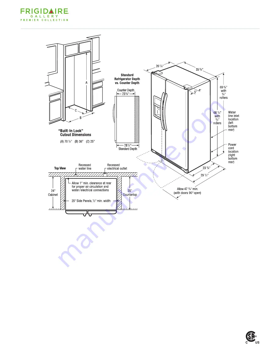 Frigidaire FGHC2379K - Gallery 22.6 Cu. Ft. Side Скачать руководство пользователя страница 2