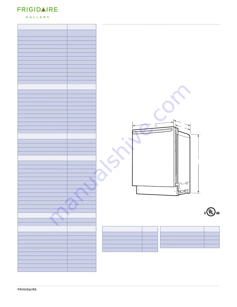 Frigidaire FGHD2433K F Specifications Download Page 2