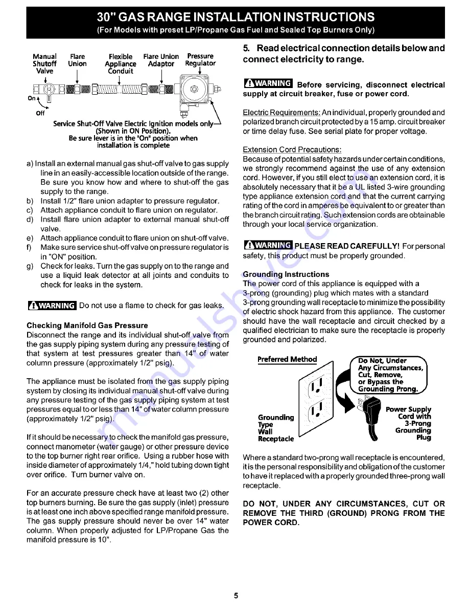 Frigidaire FLF337AWD Installation Instructions Manual Download Page 5