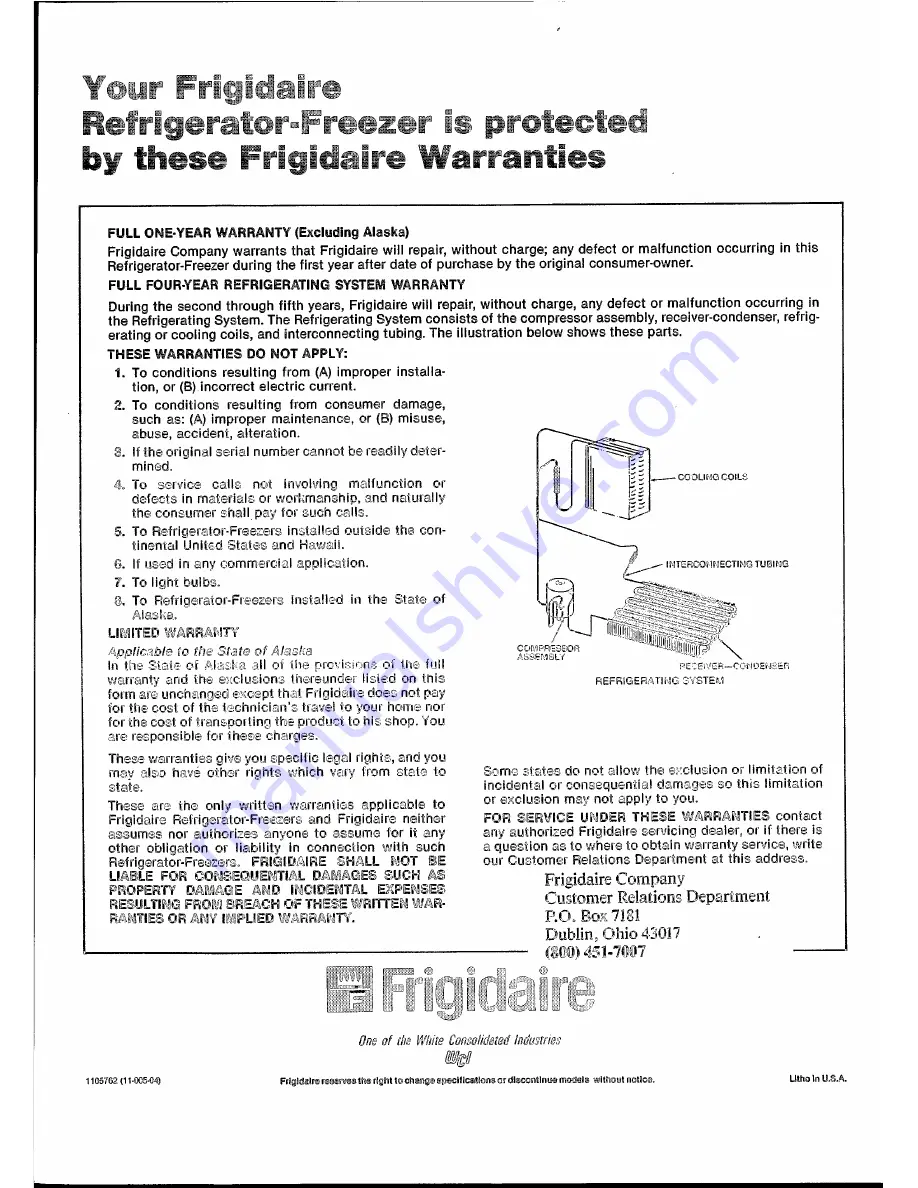 Frigidaire FPE-26VWC Use & Care Manual Download Page 12