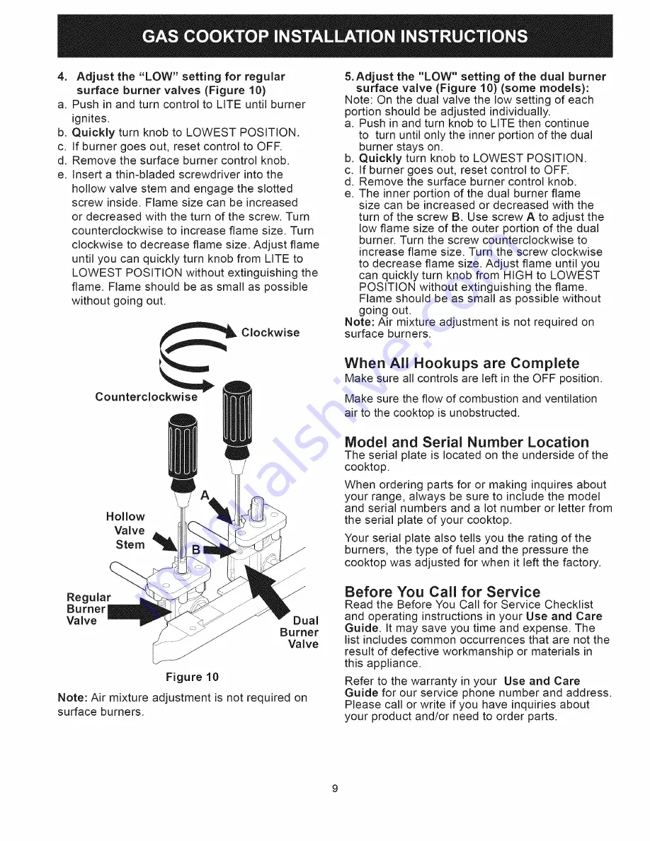 Frigidaire FPGC3087MSA Installation Instructions Manual Download Page 9