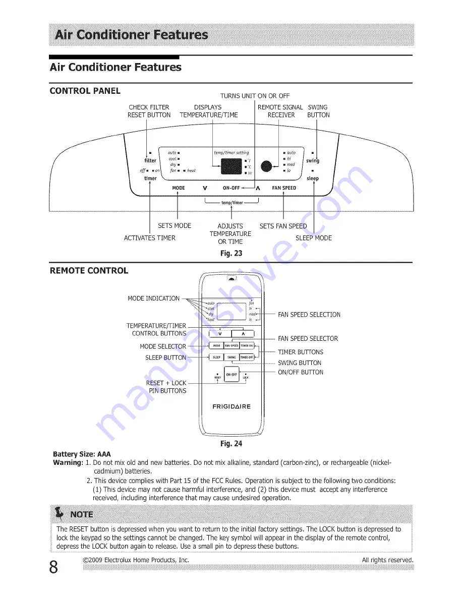 Frigidaire FRA093PT114 Скачать руководство пользователя страница 8