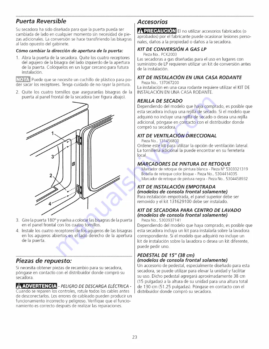 Frigidaire FRE5711KW0 Скачать руководство пользователя страница 23