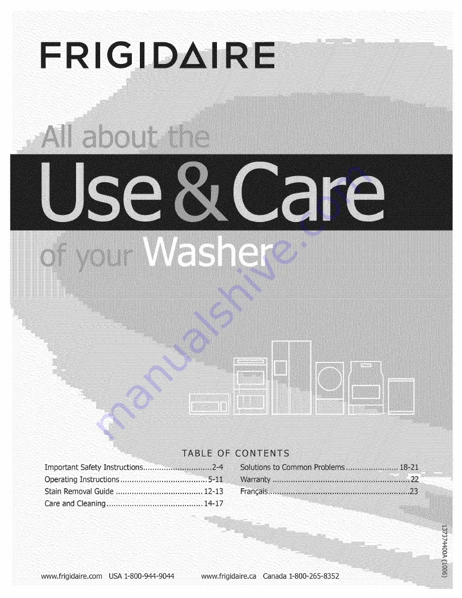 Frigidaire FRFW3700LW0 Use & Care Manual Download Page 1