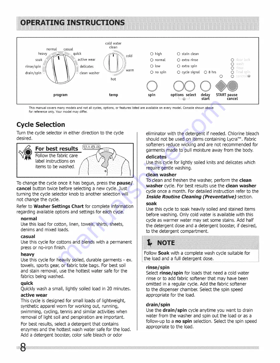 Frigidaire FRFW3700LW0 Use & Care Manual Download Page 8