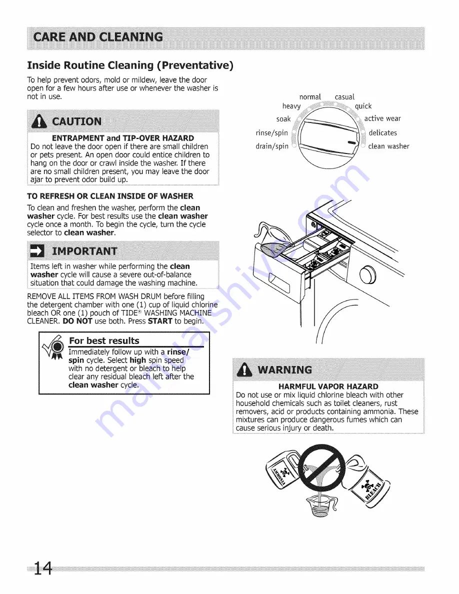 Frigidaire FRFW3700LW0 Use & Care Manual Download Page 14