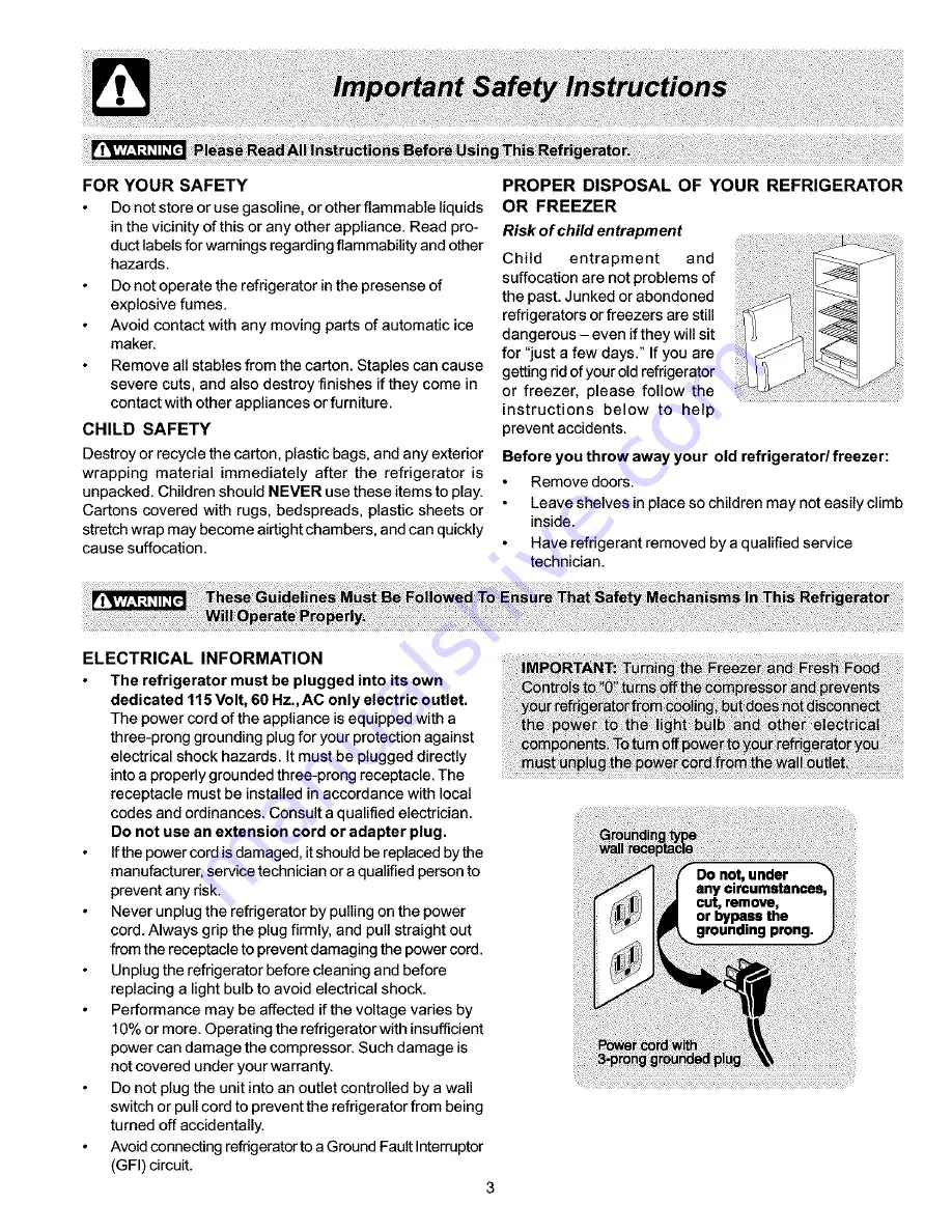 Frigidaire FRT15B1BW0 Use & Care Manual Download Page 3