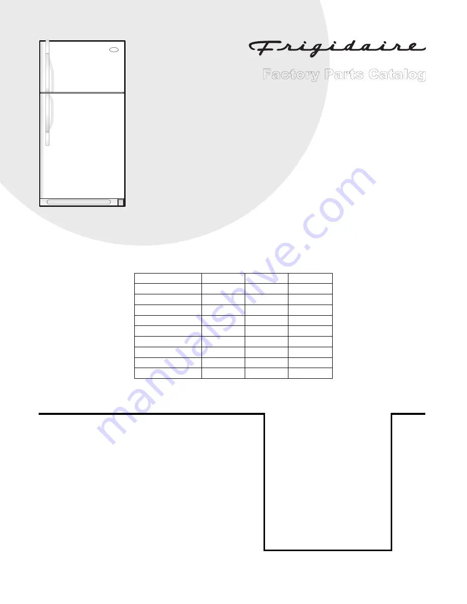 Frigidaire FRT18HP7D Factory Parts Catalog Download Page 1