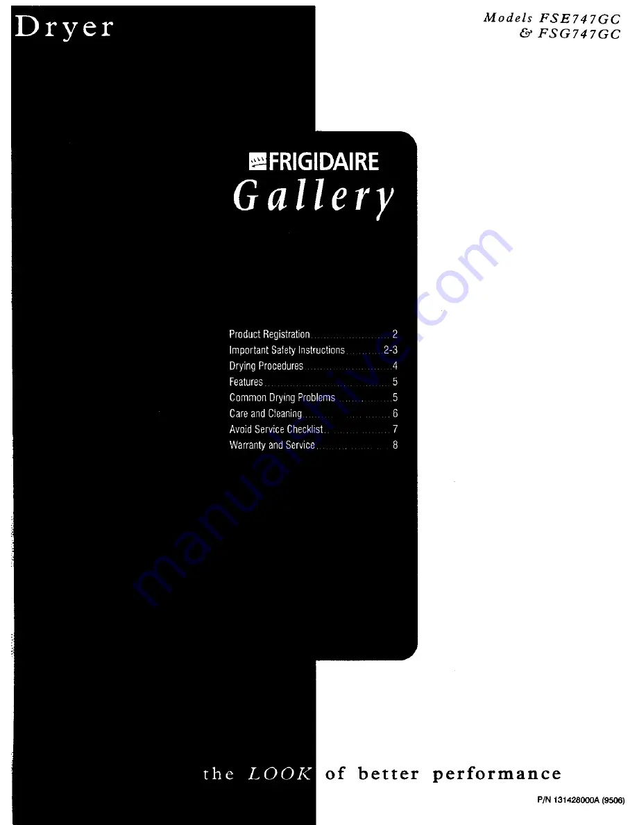 Frigidaire FSG747GC Manual Download Page 1