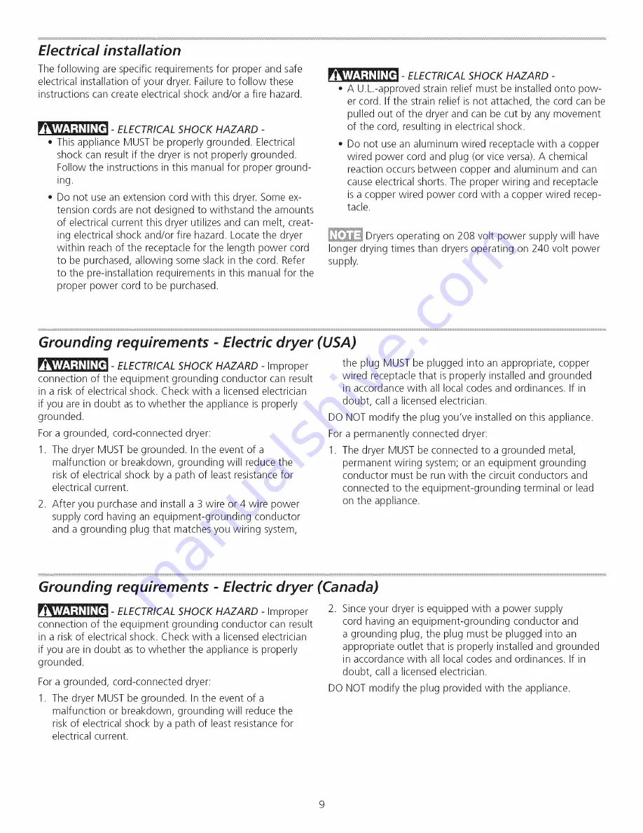 Frigidaire GCEQ2170KE0 Installation Instructions Manual Download Page 9