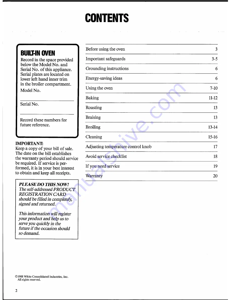 Frigidaire GG94BL Owner'S Manual Download Page 2