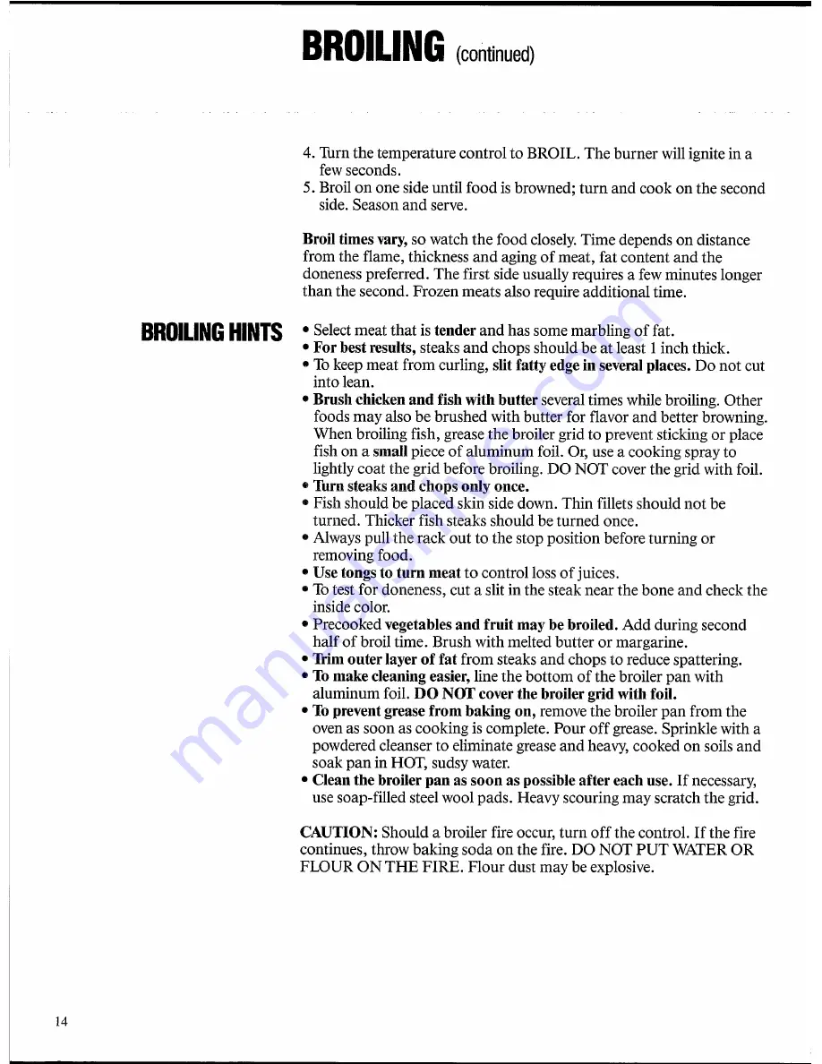 Frigidaire GG94BL Owner'S Manual Download Page 14