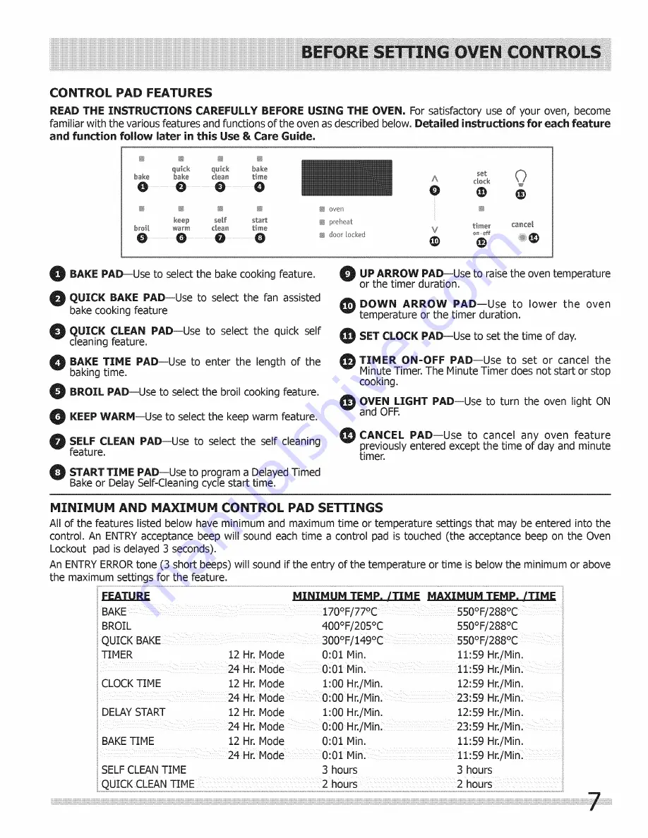 Frigidaire GLEB27Z7HBC Use & Care Manual Download Page 7