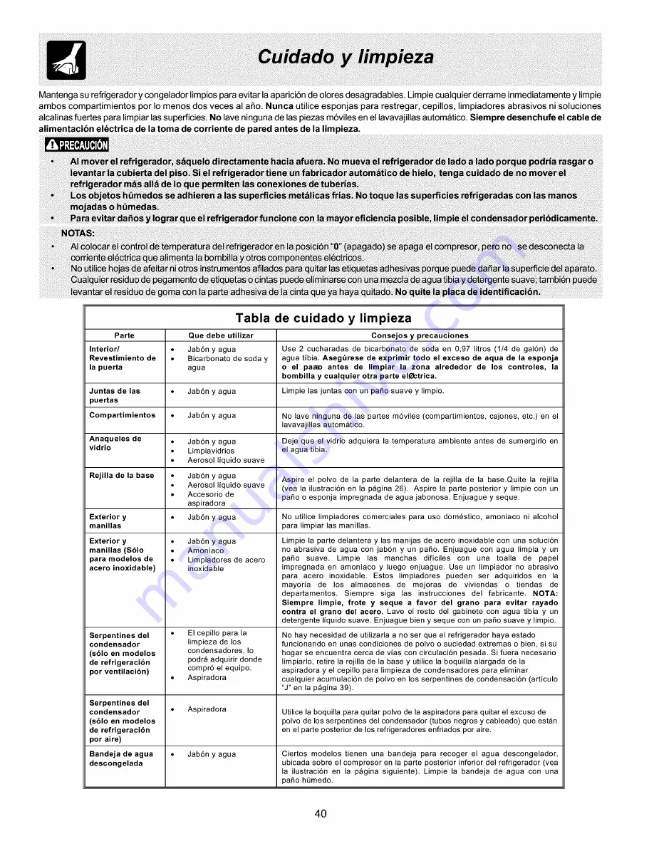 Frigidaire GLRT216TAB1 Use & Care Manual Download Page 39