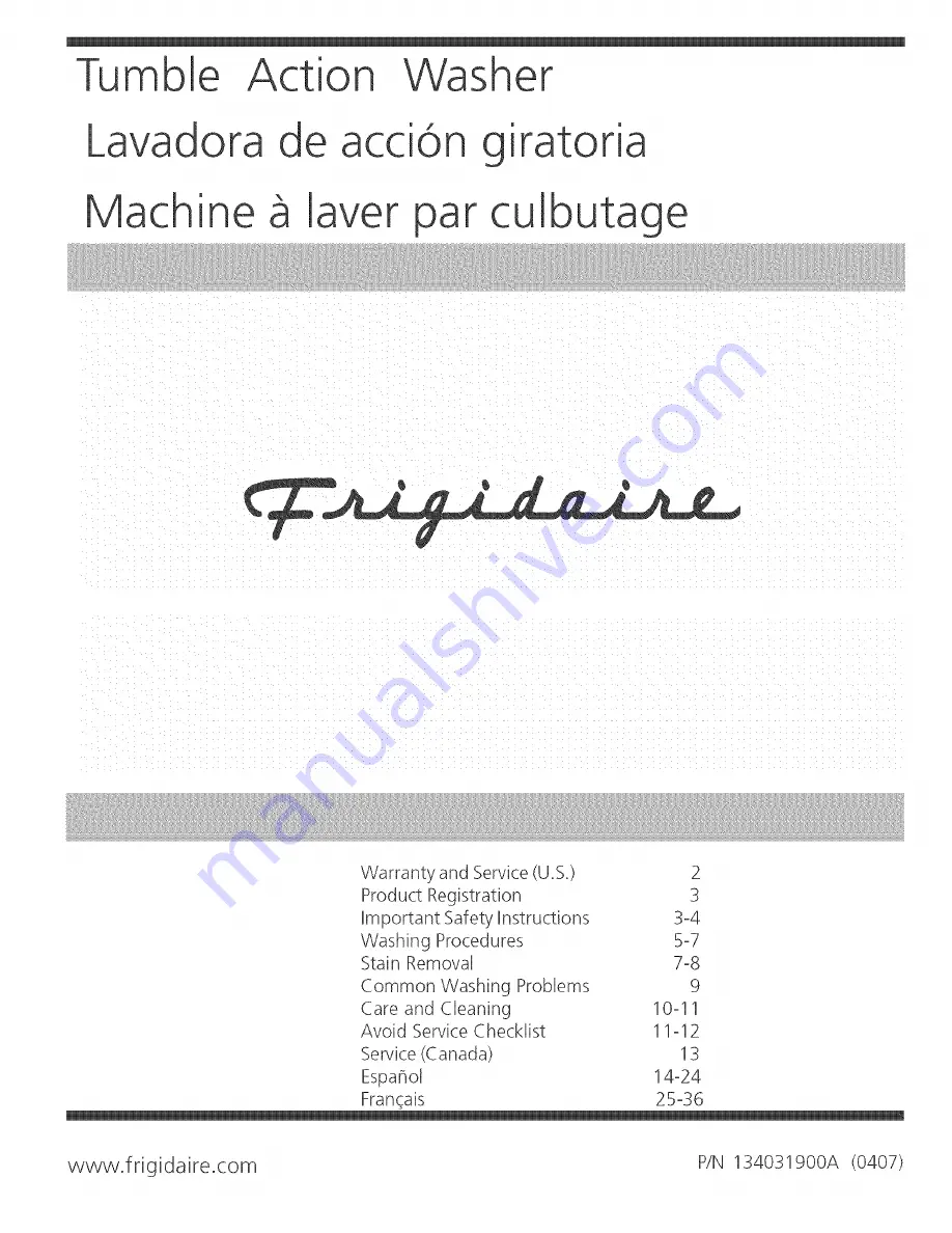 Frigidaire GLTF1570ES0 Use & Care Manual Download Page 1