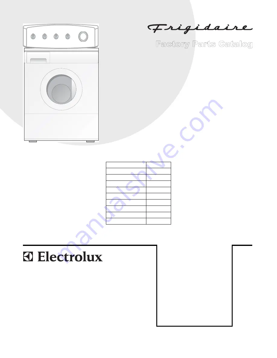 Frigidaire GLTR1670F Factory Parts Catalog Download Page 1