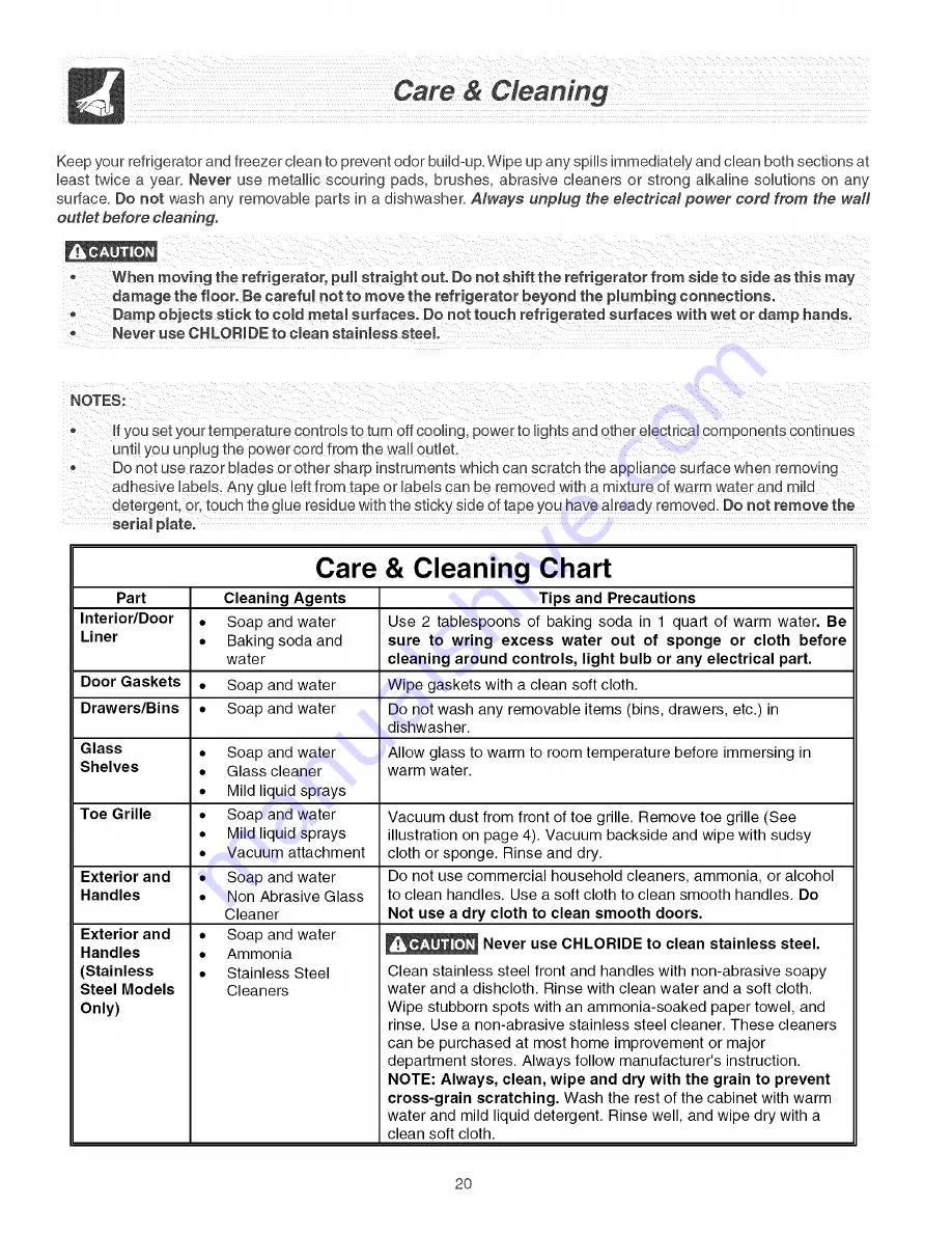 Frigidaire LECR23EFE1 Use & Care Manual Download Page 20