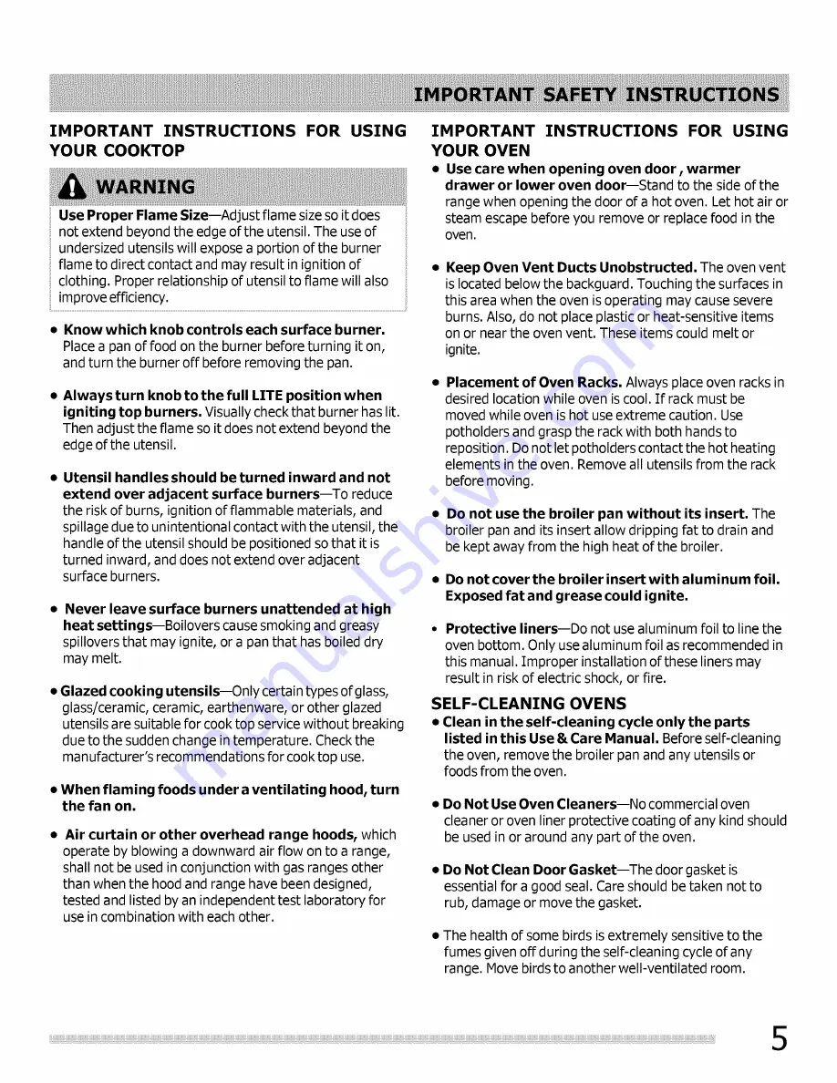 Frigidaire LFGF3020MBA Use & Care Manual Download Page 77