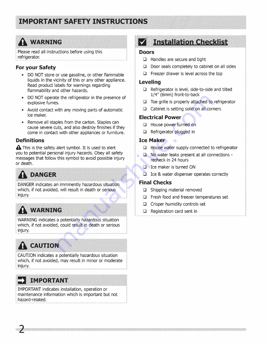 Frigidaire LGUB2642LF0 Use & Care Manual Download Page 2