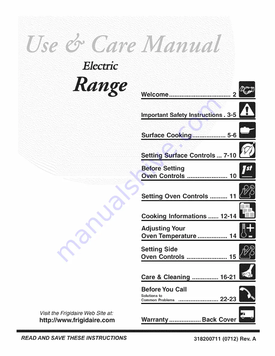 Frigidaire PLEF489GCA Guide Use & Care Manual Download Page 1