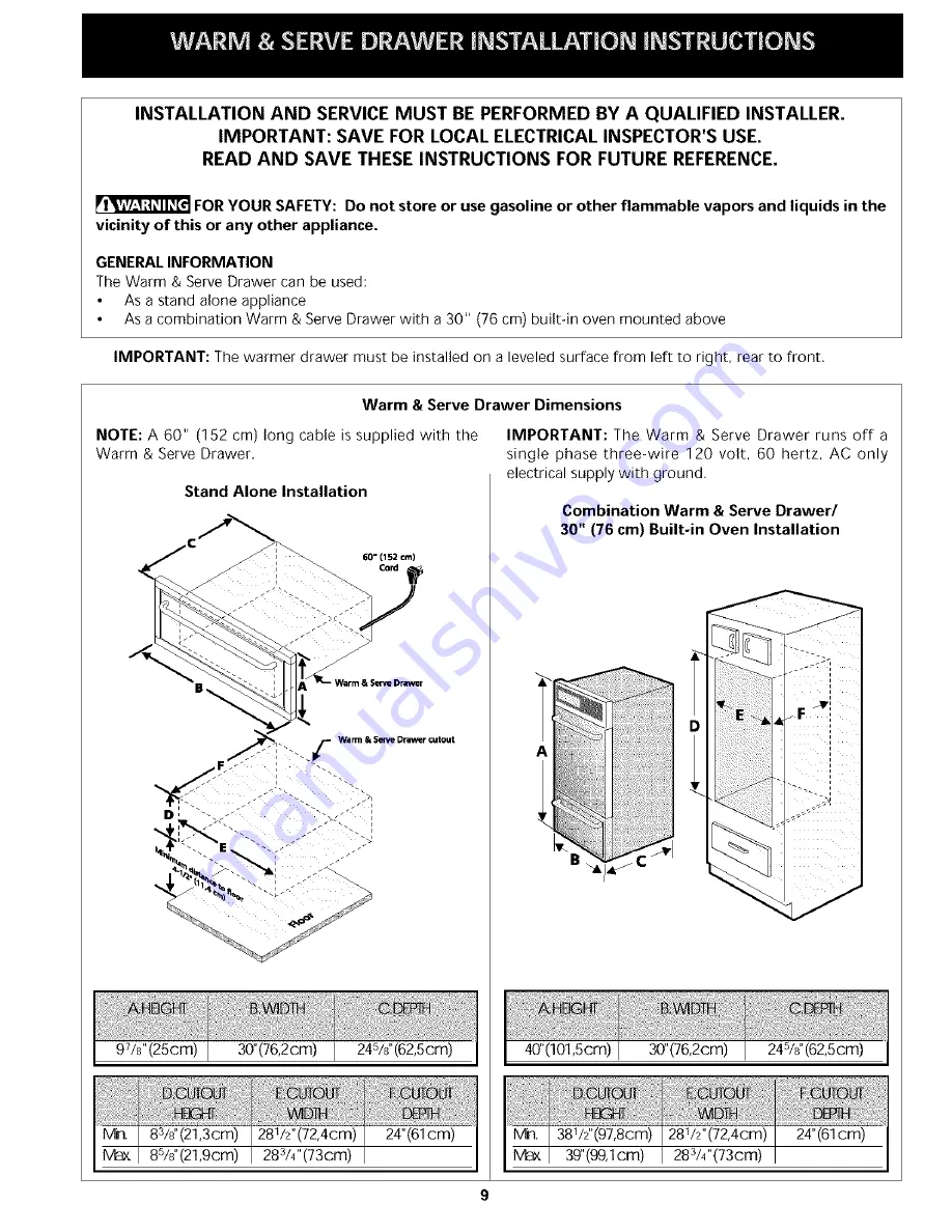 Frigidaire PLEW30S3ACA Скачать руководство пользователя страница 9