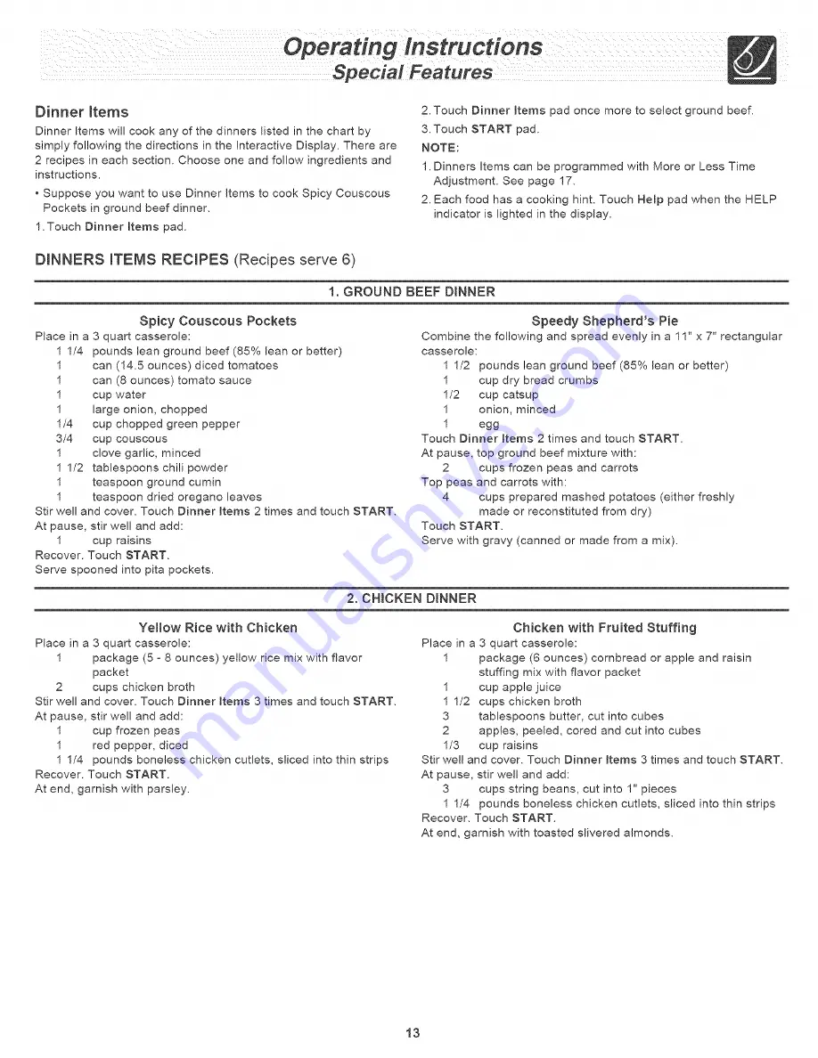 Frigidaire plmv169dcd Use And Care Manual Download Page 13