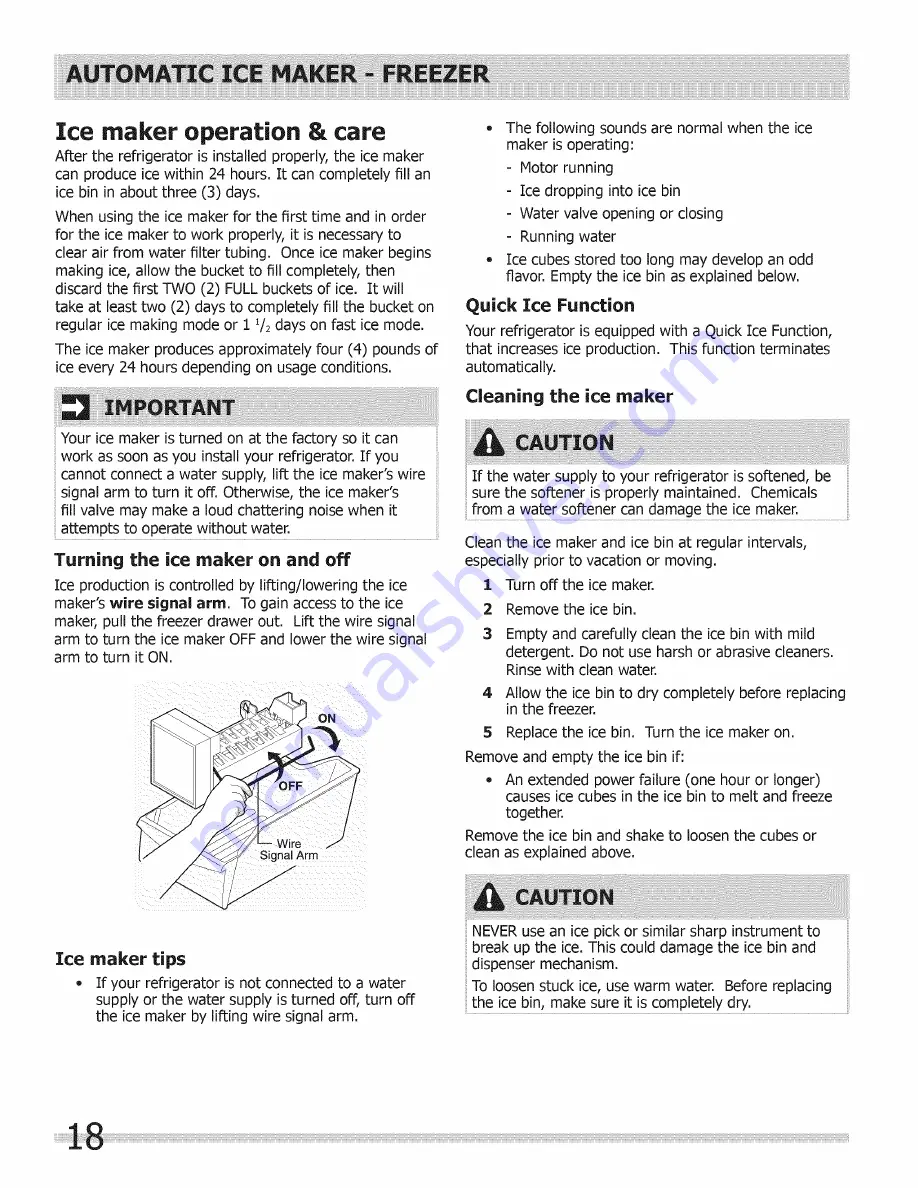 Frigidaire Refrigerator Use & Care Manual Download Page 18