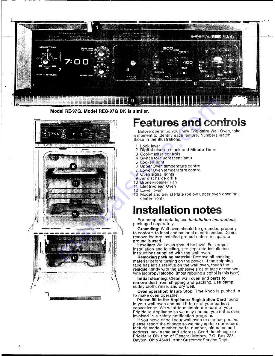 Frigidaire REG-94G BK Cook-N-Care Manual Download Page 4