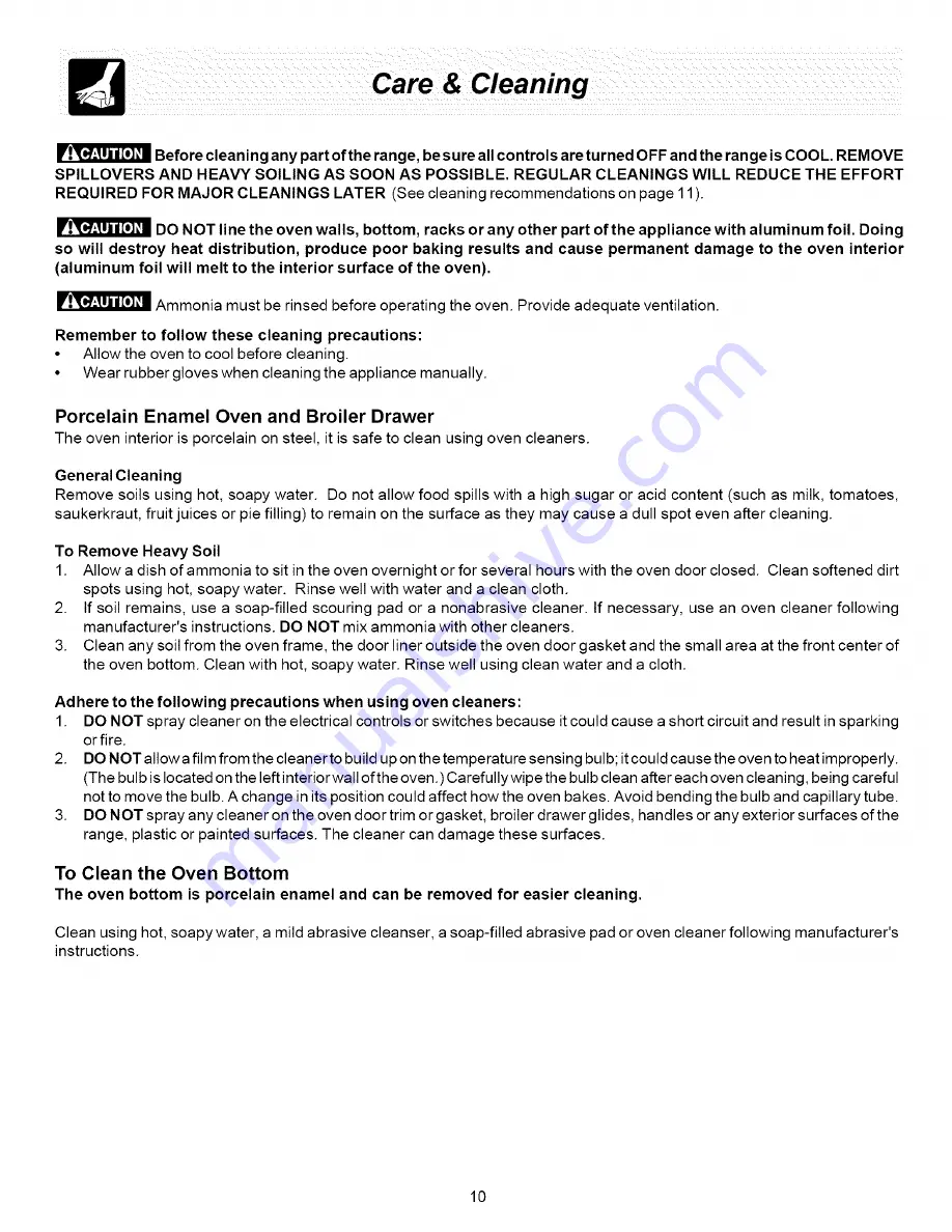 Frigidaire TGF303BWE Use & Care Manual Download Page 10