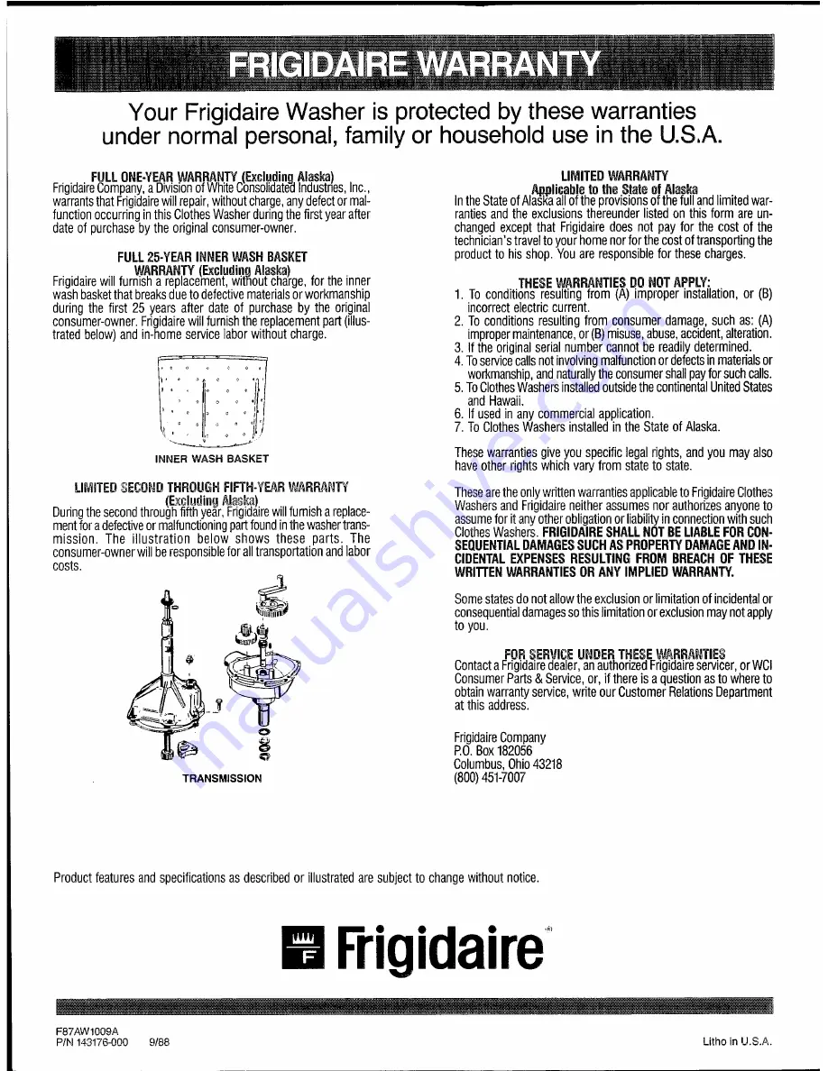 Frigidaire WC-7D Use And Care Instructions Manual Download Page 8