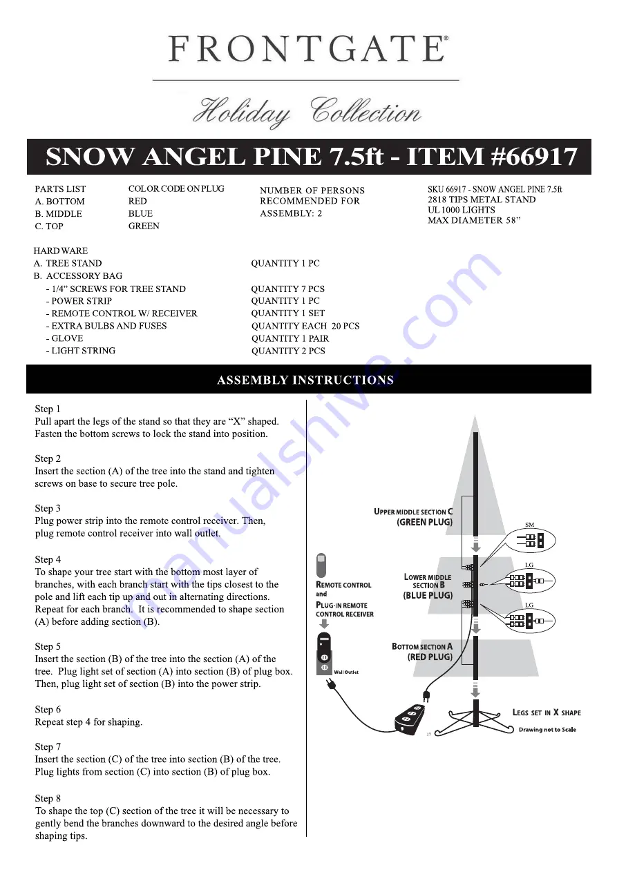 Frontgate Holiday 141334 MUL Assembly Instructions Manual Download Page 2