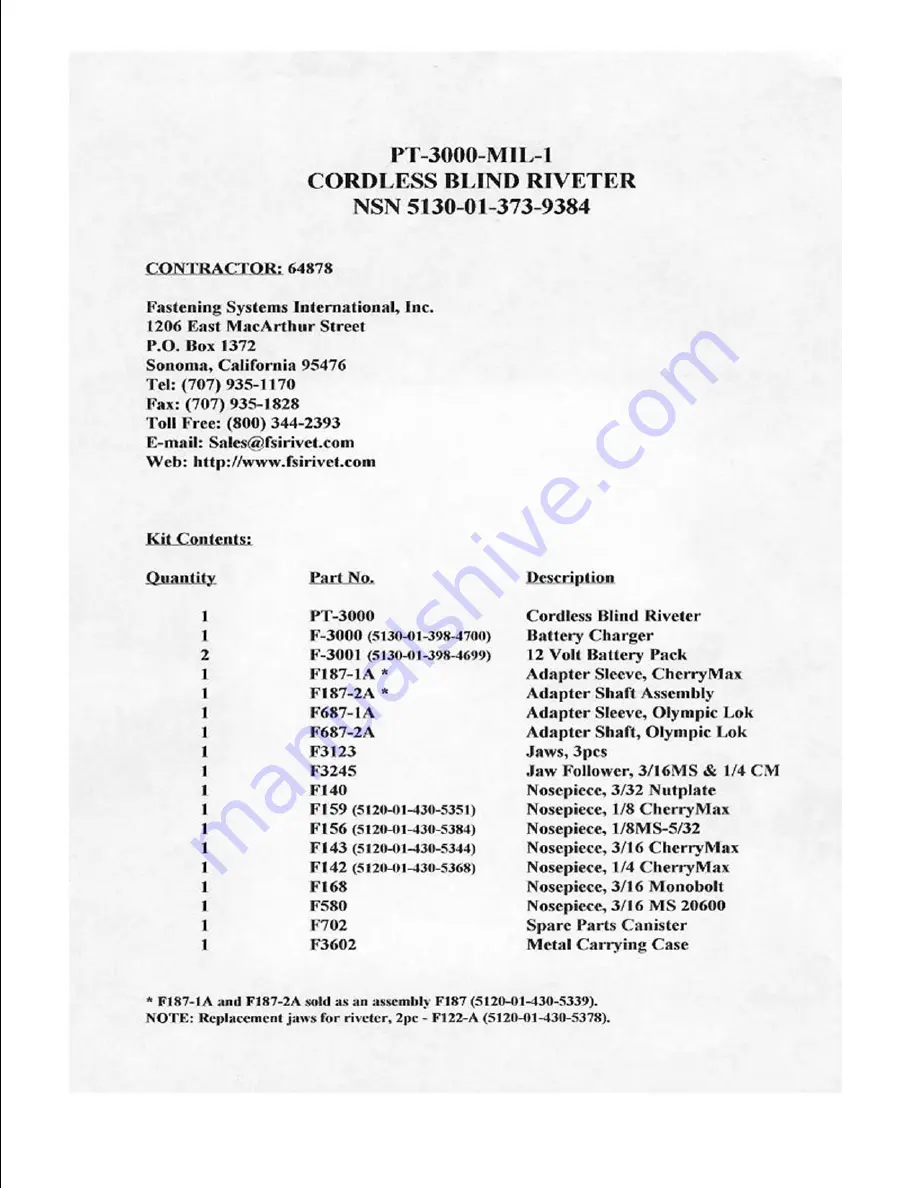 FSI PT-3000 Operating Instructions Manual Download Page 16