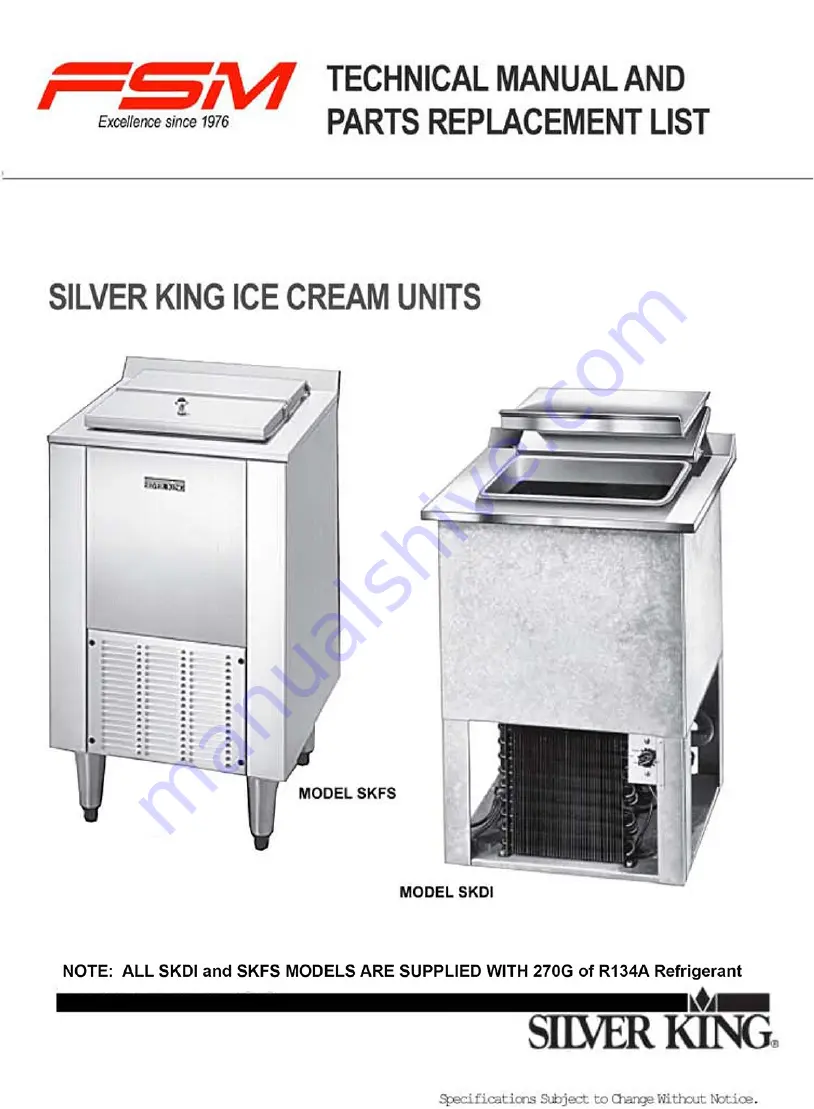 FSM Silver King SKDI Technical Manual And Parts List Download Page 1