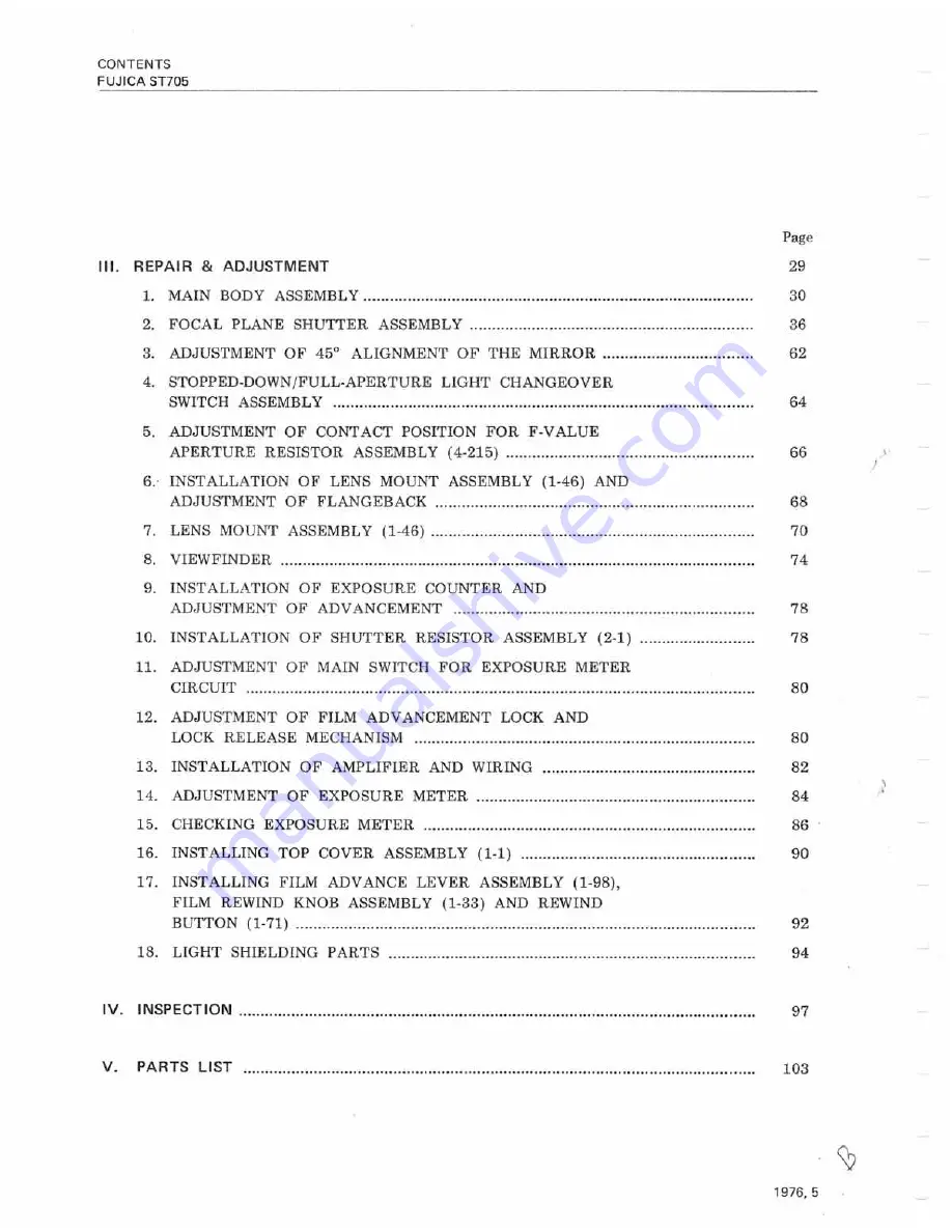 FUJICA st-705 Repair Manual & Parts List Download Page 3