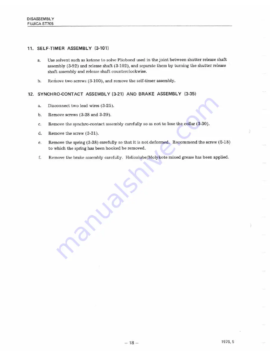 FUJICA st-705 Repair Manual & Parts List Download Page 20