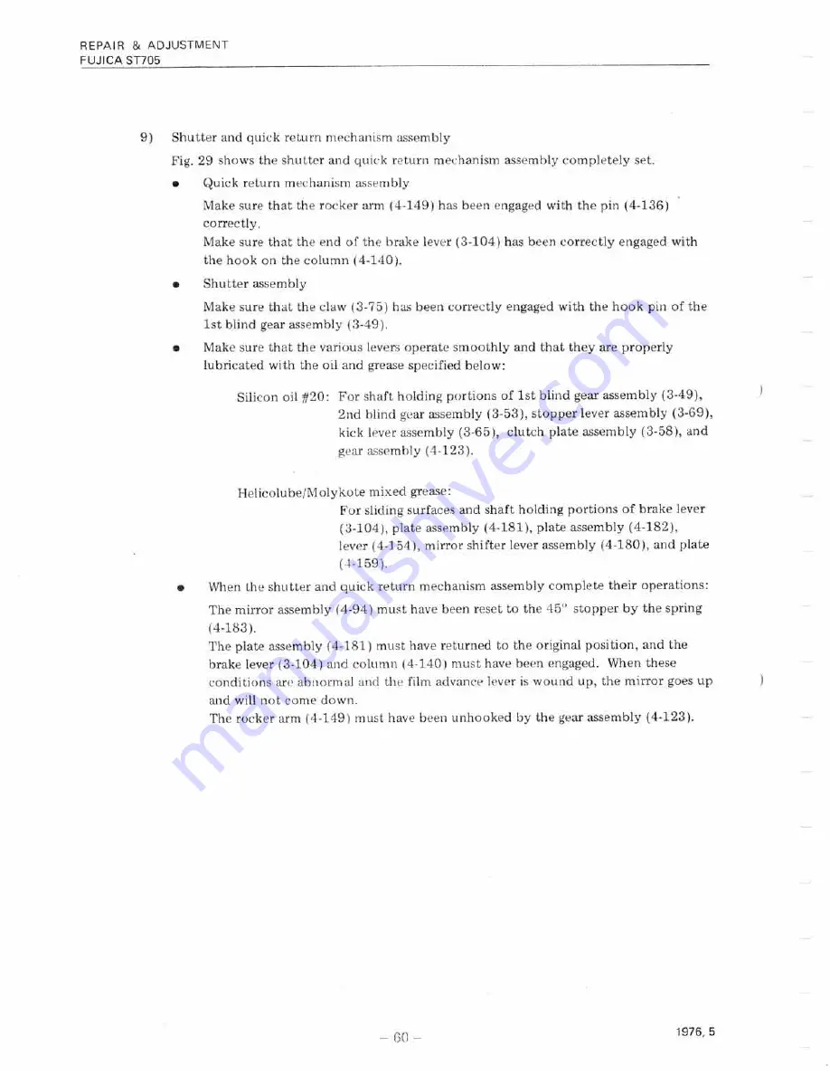 FUJICA st-705 Repair Manual & Parts List Download Page 61