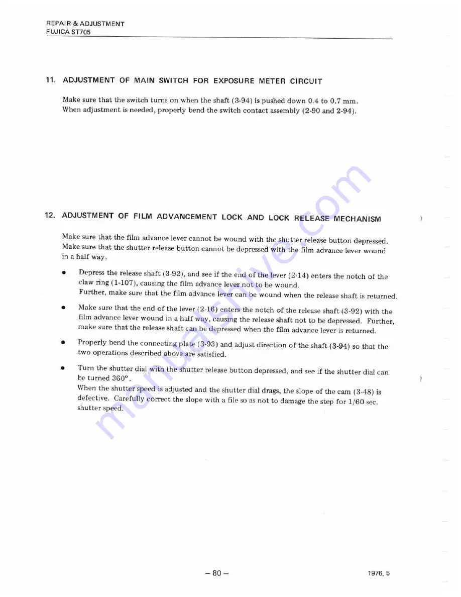 FUJICA st-705 Repair Manual & Parts List Download Page 81