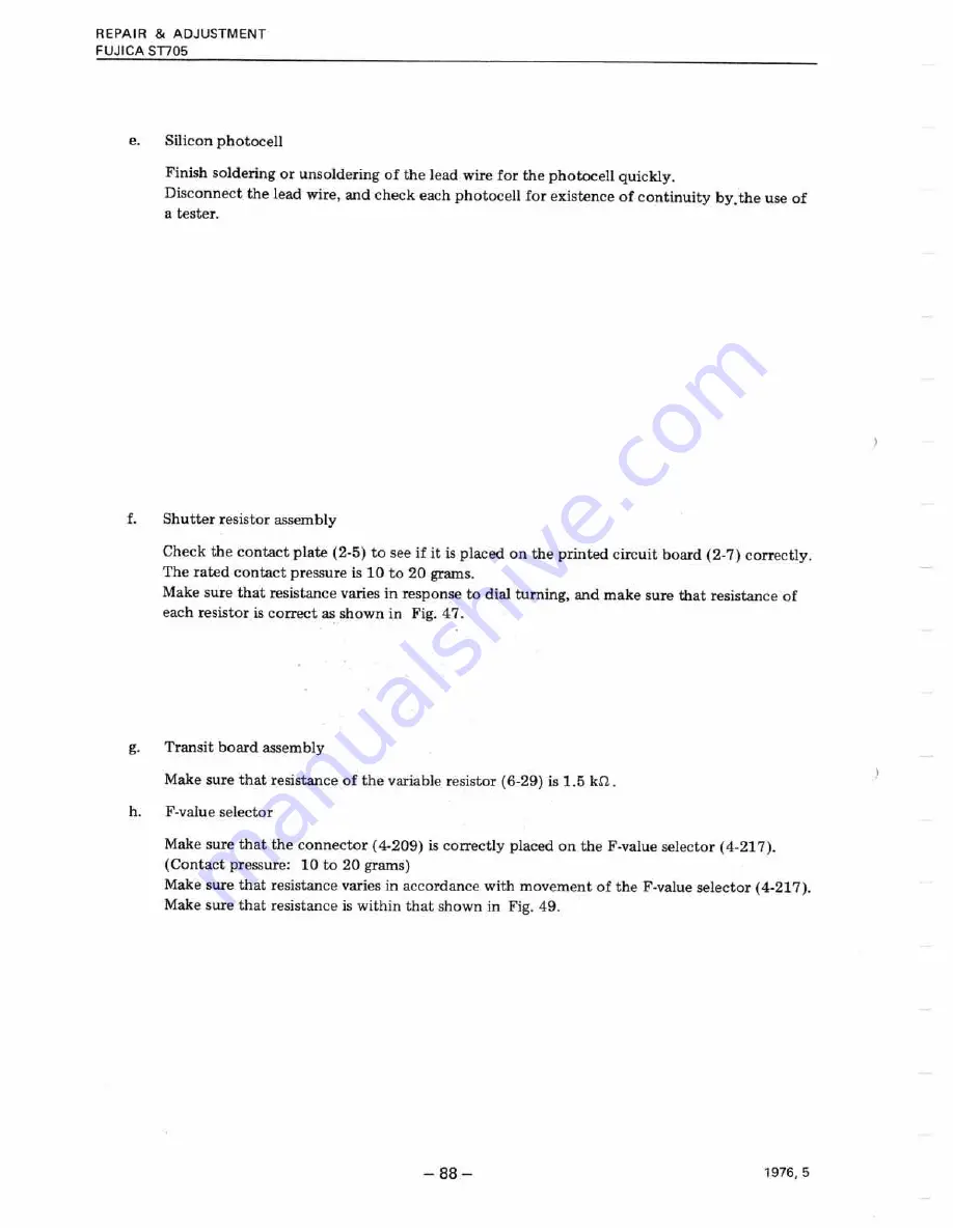 FUJICA st-705 Repair Manual & Parts List Download Page 89