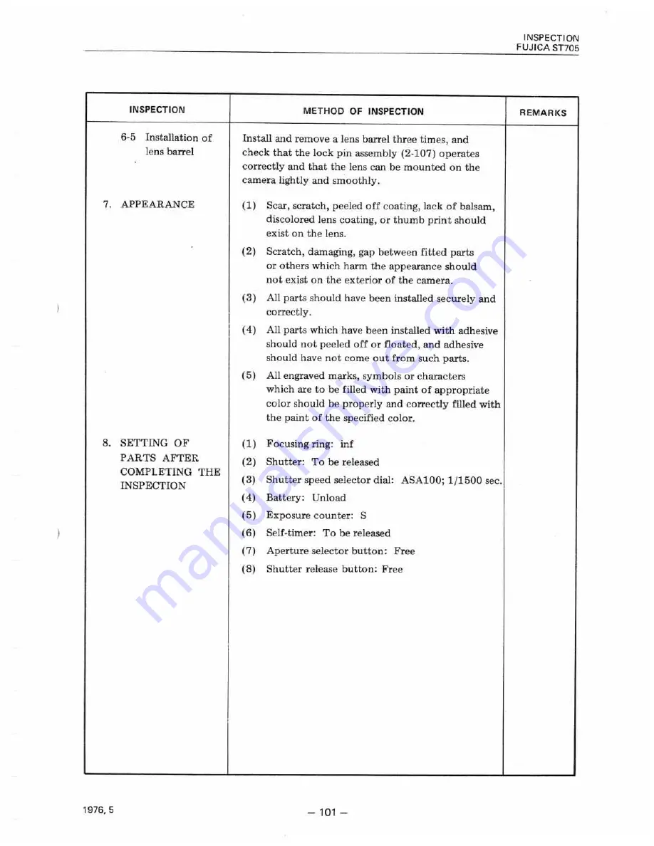 FUJICA st-705 Repair Manual & Parts List Download Page 101