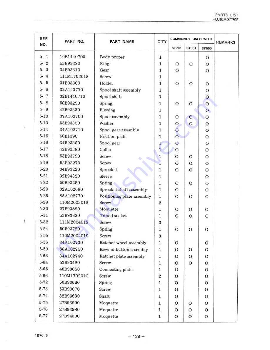 FUJICA st-705 Repair Manual & Parts List Download Page 128