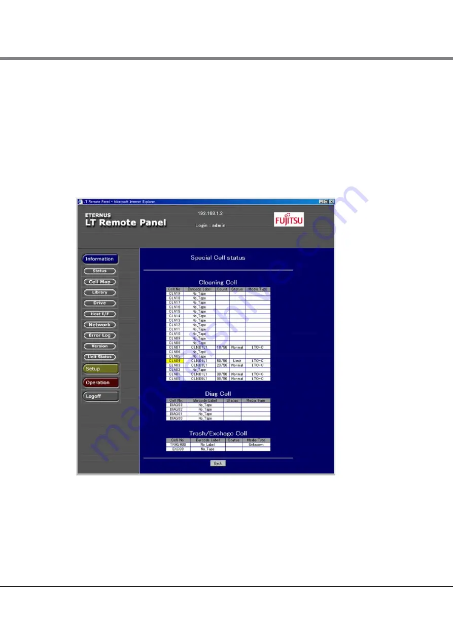 Fujitsu ETERNUS LT270 S2 User'S Manual -Panel Operation Download Page 84