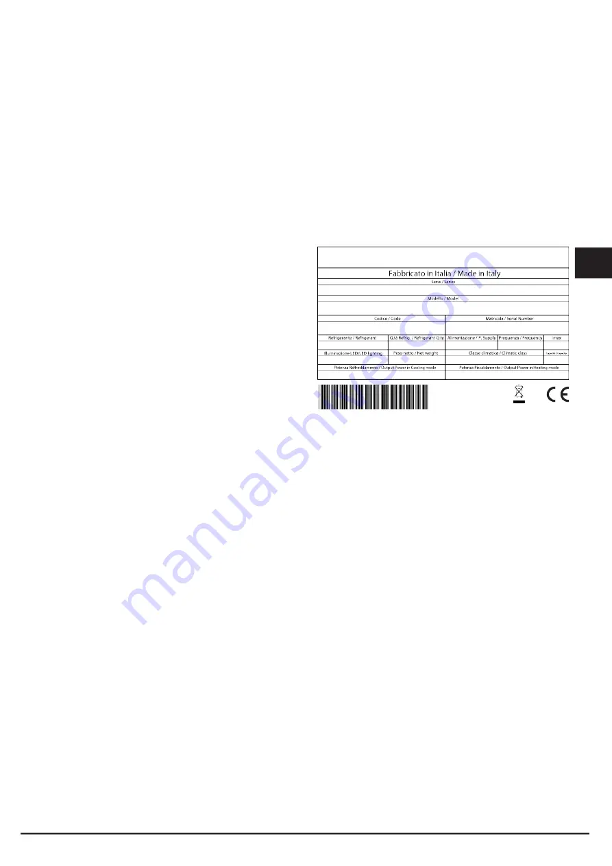 Fulgor Milano 45 COMBISET BLAST CHILLER Instructions For Installation And Use Manual Download Page 65