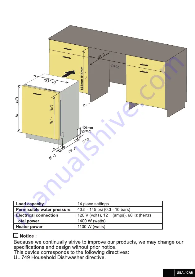 Fulgor Milano F4DWT24FI1 Installation Manual Download Page 9