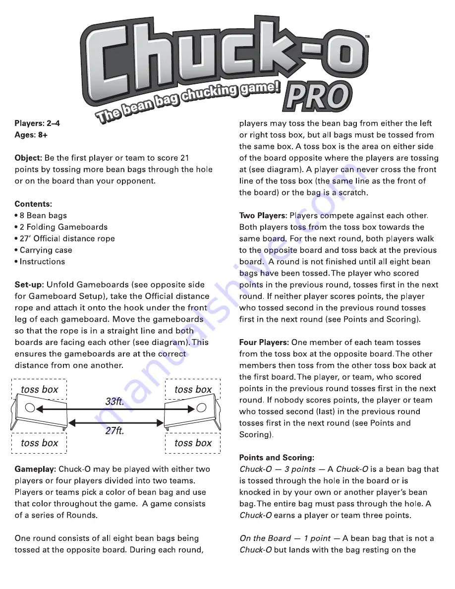 Fundex Games Chuck-O Pro User Instructions Download Page 1